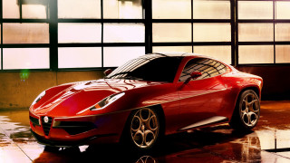 Red sports car garage windows - a black roof free wallpaper