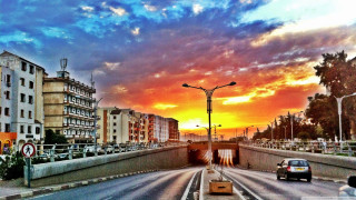 Car driving crosswalk sunset road - hurufiyya free wallpaper for desktop