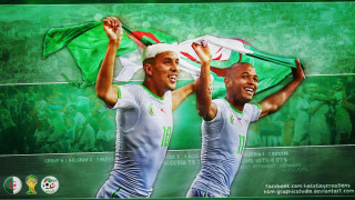 Soccer players holding flag shoulders - their shoulder free wallpaper