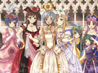 Women dresses standing fence fenced - area free wallpaper