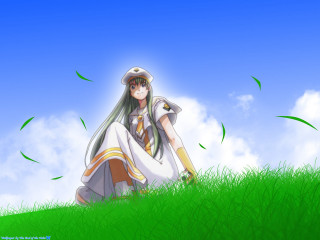 Woman white dress green field - a green field free wallpaper for desktop