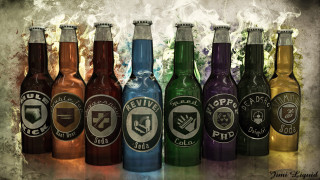 Beer bottles smoke water leaves - dom qwek free wallpaper for desktop