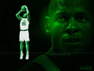 Man green uniform holding basketball - his hand and a basketball free wallpaper
