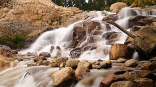Waterfall rocks fallen tree branch - fallen free wallpaper for desktop