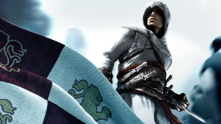 Man hooded outfit sword flag 2 - outfit holding free wallpaper