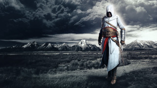 Man white outfit field mountains - a white outfit free wallpaper for desktop