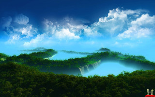 Mountain lake trees foreground sky - the foreground and a sky free wallpaper