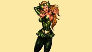 Woman green costume horns head - horn and horns free wallpaper