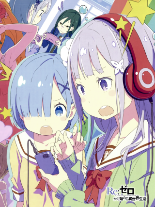 Anime girls headphones stars group 2 - something free wallpaper for mobile