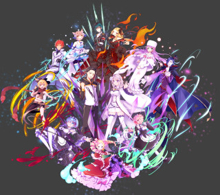 Anime characters colorful lines black - a group of anime characters free wallpaper for tablet