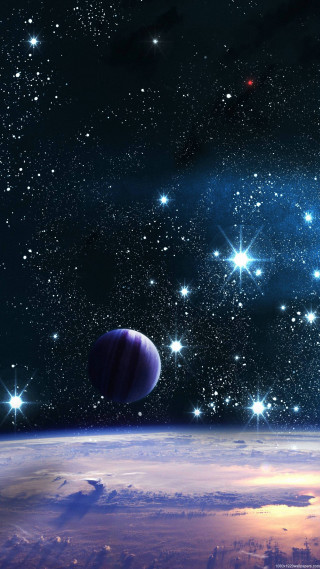 Space scene planet stars blue - a red light free wallpaper for mobile