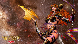Woman costume sword galaxy background 2 - a galaxy background free wallpaper