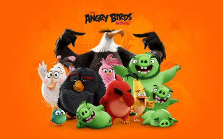 Angry birds orange background cartoon - poster art free wallpaper