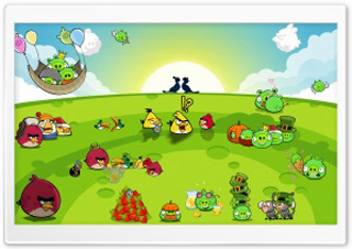 Angry birds field balloons pixel - a picture of a bunch free wallpaper