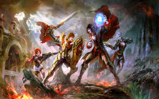 Fantasy group fire flames background - a fantasy setting free wallpaper