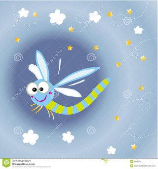 Cartoon dragon flying sky stars - a storybook illustration free wallpaper for tablet