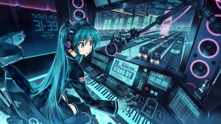Girl long hair keyboard monitor - artist free wallpaper for desktop
