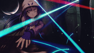 Girl holding glowing saber forest - star and a moon free wallpaper