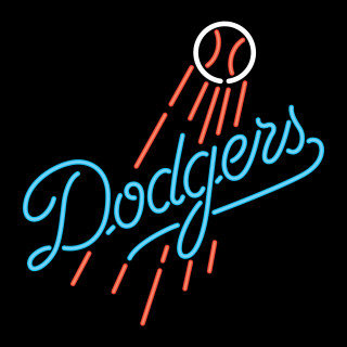 Dodgers neon sign building baseball - free neon wallpaper for tablet