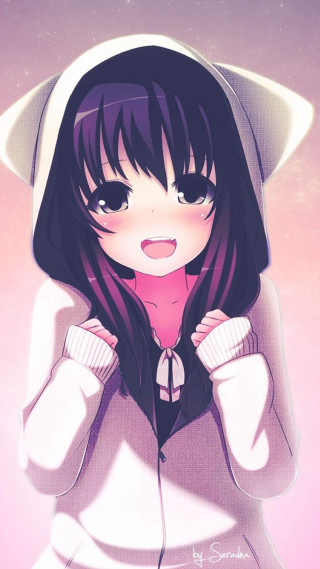 Girl hoodie hat face hands - furry free wallpaper for mobile