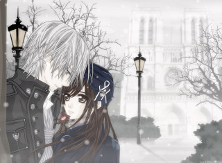 Couple lamppost gothic anime barbedwire - a building in the background free wallpaper for desktop