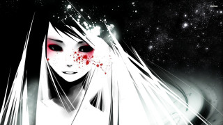 Woman red eyes blood face 2 - white skin free wallpaper