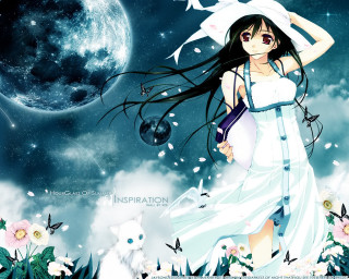 Gothic anime girl white cat - a white cat free wallpaper