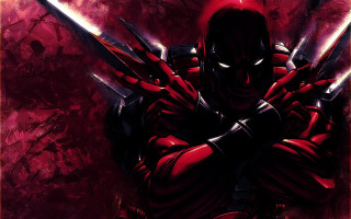 Man two swords red background - a red light free wallpaper