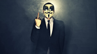 Man suit mask peace sign - the side with free wallpaper