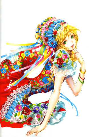 Woman colorful dress flowered hat - hat free wallpaper for mobile