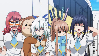 Anime girls group building sky 2 - official art free wallpaper for desktop