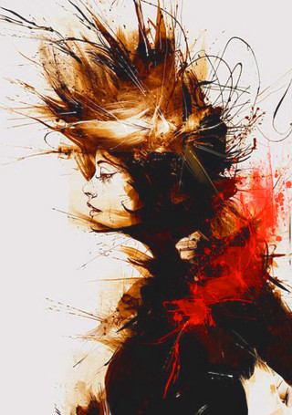 Woman red bow black white - carne griffiths free wallpaper for mobile