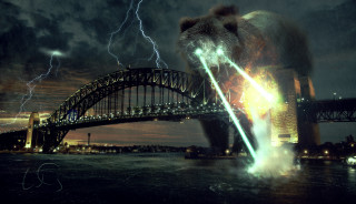 Bear water lightning bolt bridge - a lightning bolt free wallpaper