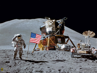Astronaut moon flag vehicle satellite - an astronaut free wallpaper