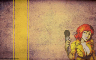 Woman cell phone yellow striped - llustration free wallpaper