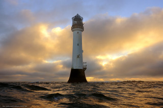 Lighthouse ocean cloudy sky boat - david begbie free wallpaper