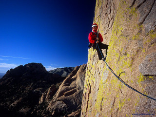 Man climbing mountain rope sky - a rope free wallpaper