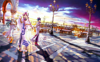 Couple walking street building clock - a street next free wallpaper