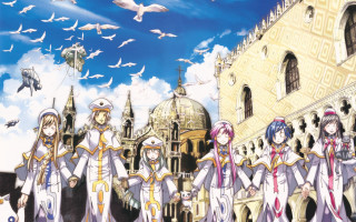 People building birds flying clock - elysium free wallpaper