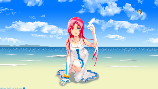 Girl pink hair beach kite - a kite free wallpaper for desktop