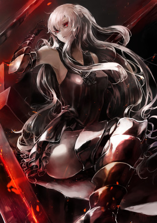 Woman black white sword red - a red light free wallpaper for mobile