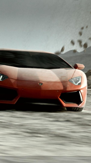 Red sports car desert road 10 - cloudy free wallpaper for mobile