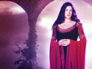 Woman red cape black dress - black dress free wallpaper