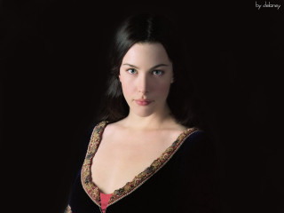 Woman black dress red gold - pre free wallpaper