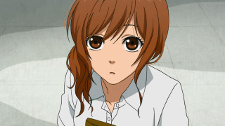 Woman long hair big eyes 2 - a serious look free wallpaper