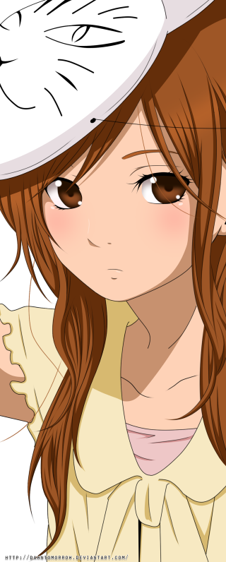 Girl hat black background white - free anime wallpaper for mobile