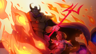 Cartoon man sword demon flame - a cartoon of a man holding free wallpaper