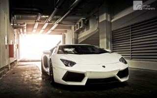 White sports car garage sunshine - a parking garage free wallpaper for desktop