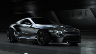Silver sports car dark room 5 - a black floor free wallpaper for desktop