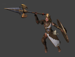 Woman sword shield warrior fighting - 3 d model free wallpaper